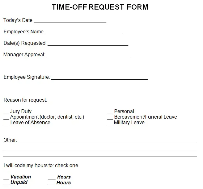 Time Off Request Form Template Printable Vrogue Co