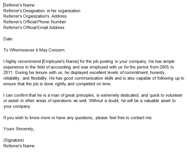 Letter Of Recommendation For A Job For A Friend from www.bestcollections.org