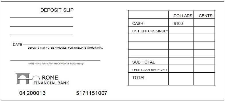 Free Printable Bank Deposit Slip Template