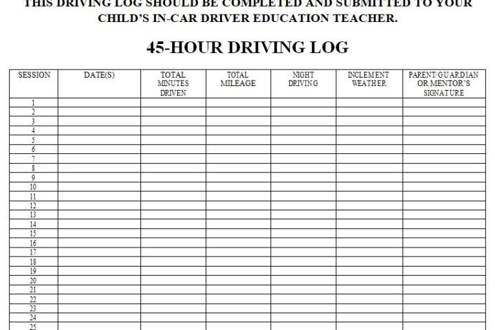 driver log sheet