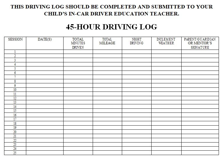 Free Printable Driver's Daily Log Book Templates [Excel, PDF] Example