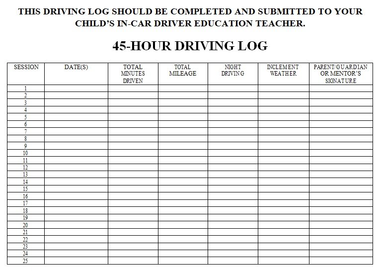 32 Free Printable Driver Log Book Templates Excel Word Best Collections