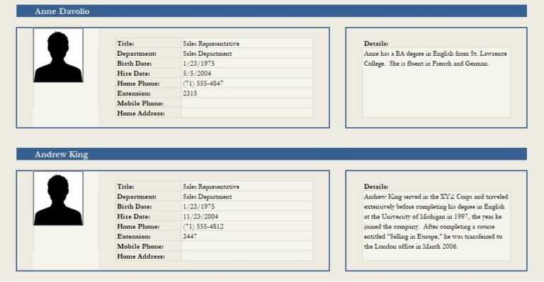 employee profile