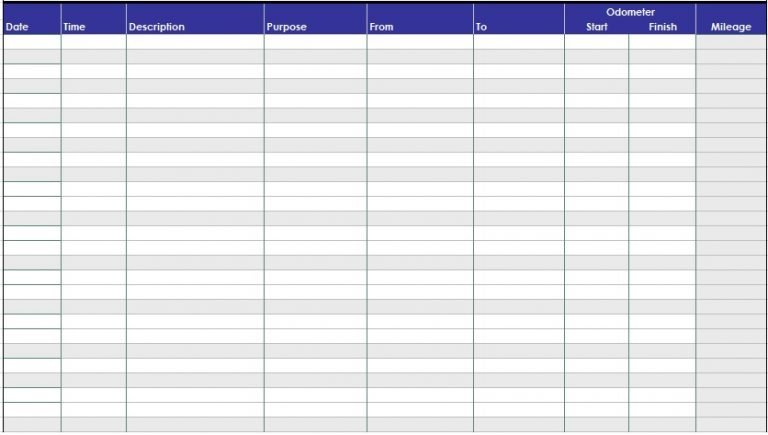 excel mileage log template