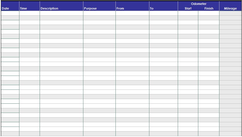 Printable Mileage Log Templates 12 Best Documents Free Download