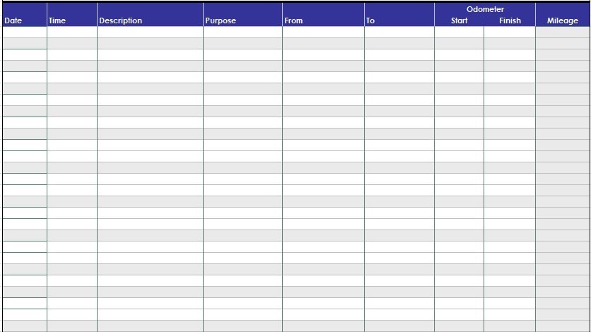 Vehicle Mileage Log Template from www.bestcollections.org