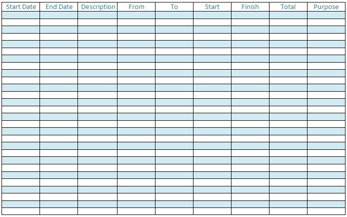 mileage log template for self employed