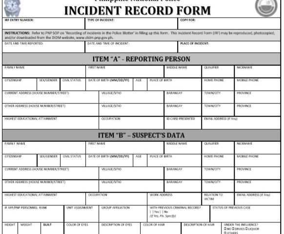 police incident report