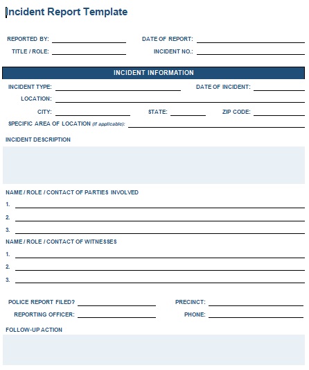 sample police report template