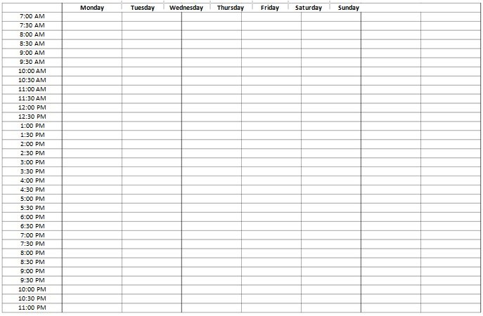 Ace 30 Minute Increment Schedule Template Resource Excel Bank2home
