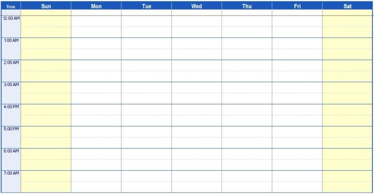 hourly schedule