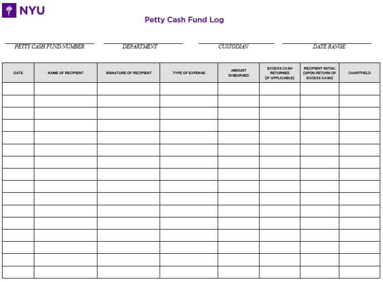 petty cash fund log