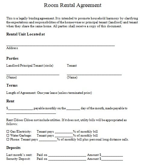 Printable Room Rental Agreement Template Pdf Pdf Template Bank Home Com