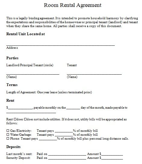 25 Simple Room Rental Agreement Templates Word PDF Best Collections