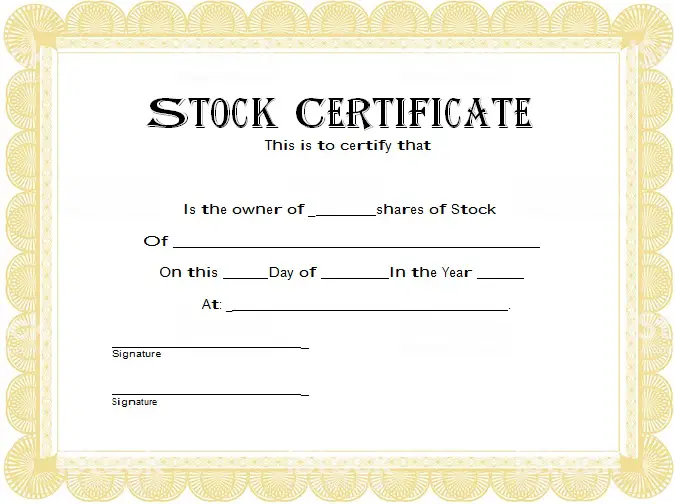 Printable Stock Certificate Blue Frame , Stock Certificate Template …   Free certificate templates, Free printable certificate templates, Blank certificate  template