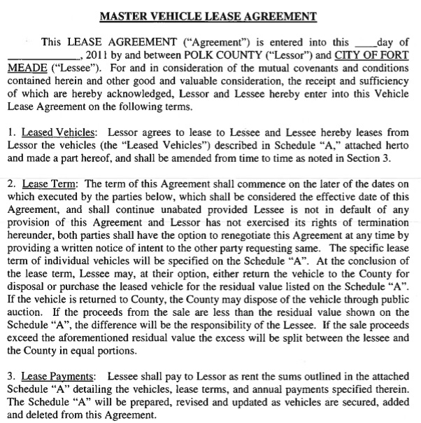 auto lease agreement template