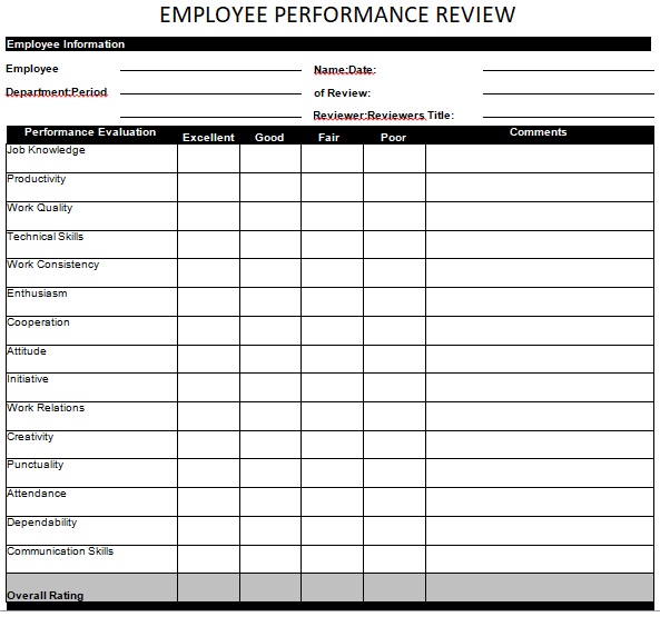 Employee Performance Review Template 14 Simple Documents Free