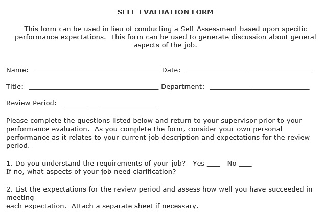 employee self assessment example