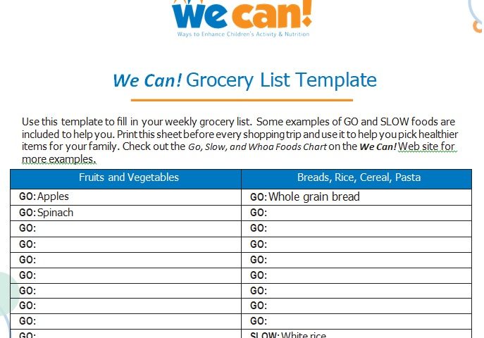 grocery list