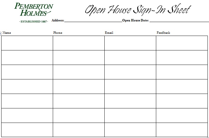 open house sign in sheet