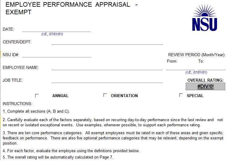 performance appraisal template excel