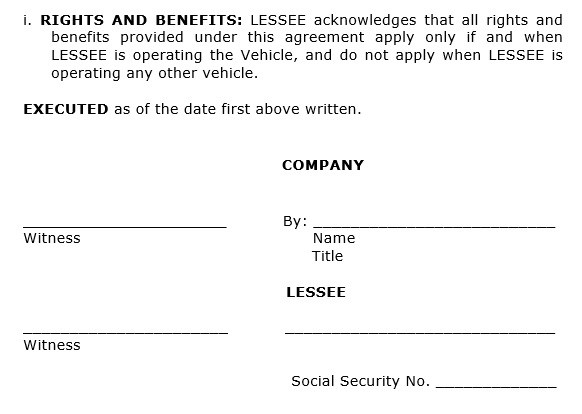 taxi vehicle lease agreement