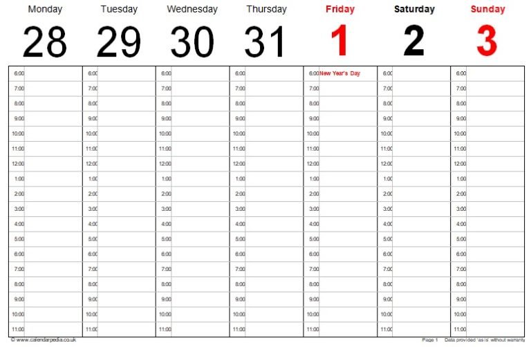 weekly calendar