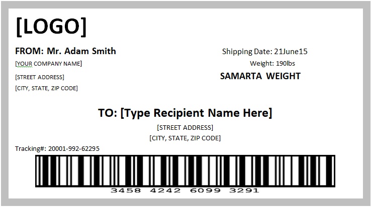 Shipping Label Template 8 Free Printable Documents Designs