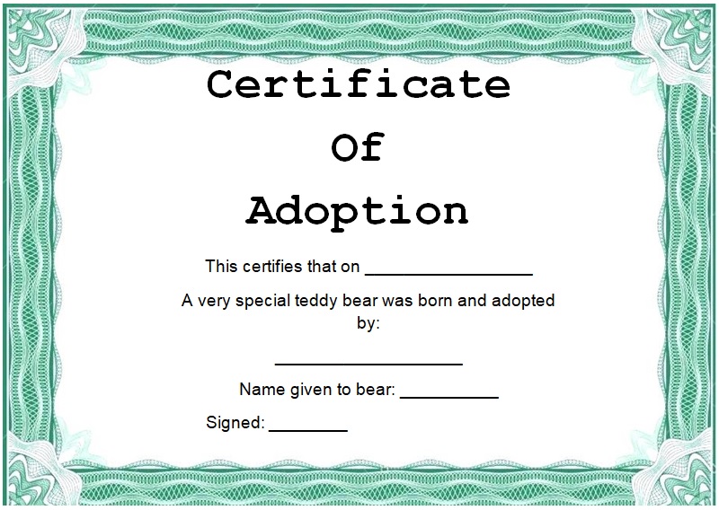 15 Free Printable Real Fake Adoption Certificate Templates Best Collections