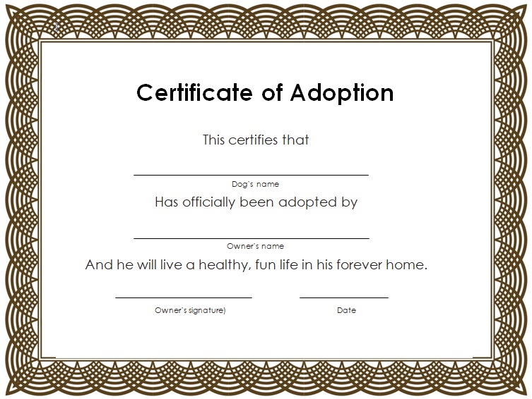 adoption certificate template free