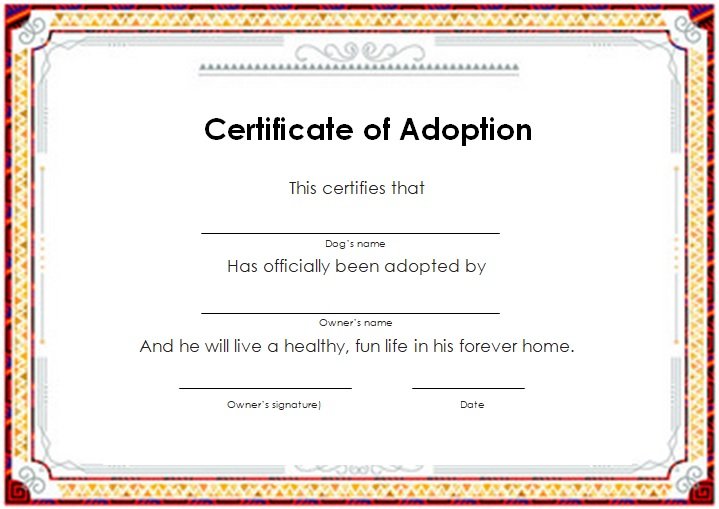 certificate of adoption template