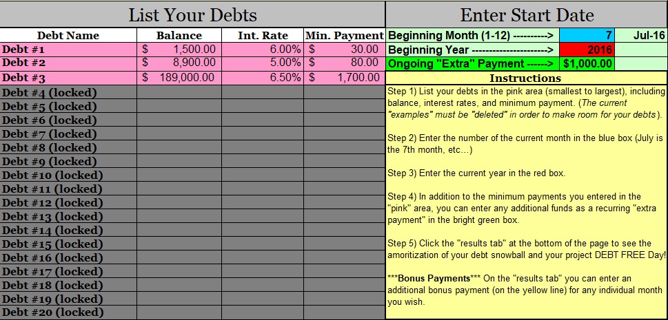 debt tracker spreadsheet