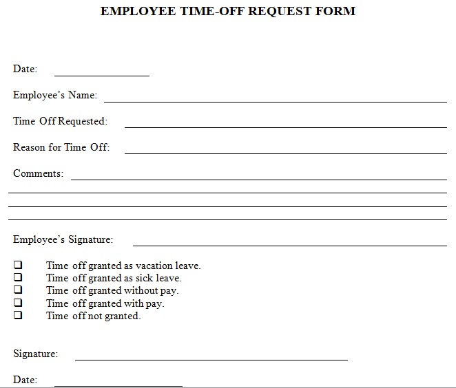 employee time off request form