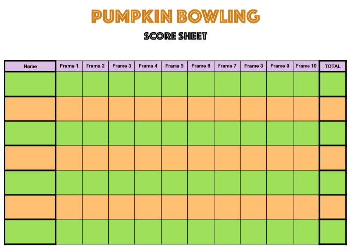 free printable bowling score sheet