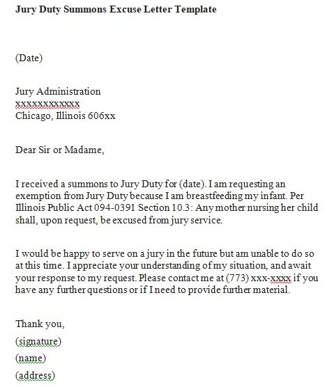 15 Free Jury Duty Excuse Letters Templates Word PDF Best 