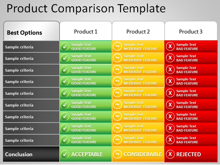 powerpoint template comparison table