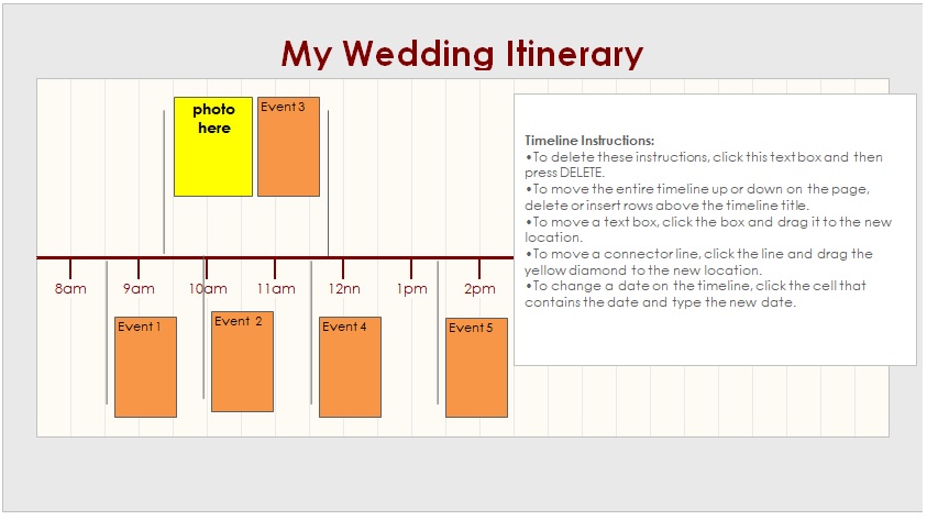 wedding itinerary template free