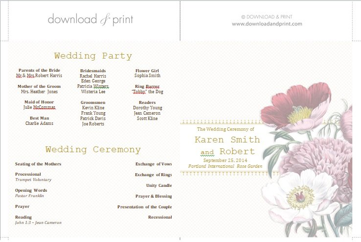 wedding ceremony program template