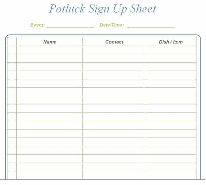 Potluck Signup Sheet Template Microsoft from www.bestcollections.org