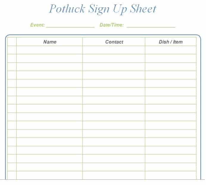 Potluck Signup Sheet Template Microsoft from www.bestcollections.org