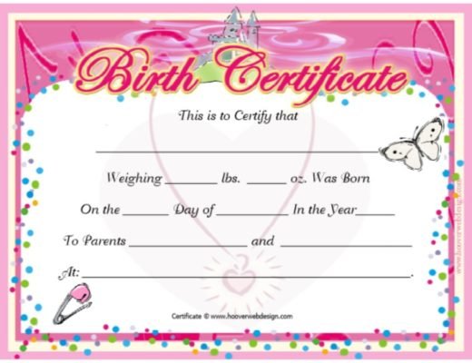 free birth certificate template