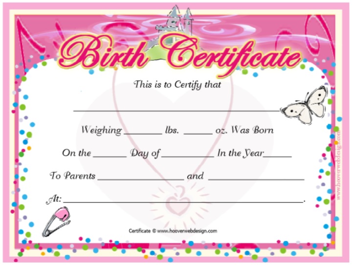 free birth certificate template