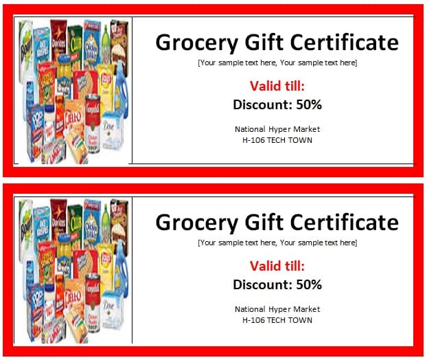 grocery gift certificate