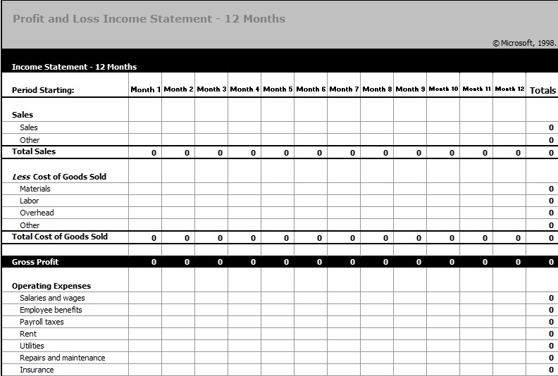 income statement example excel