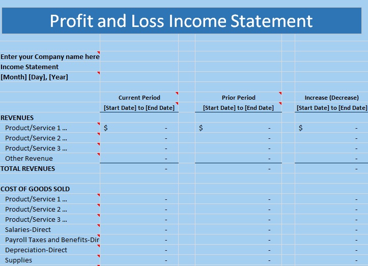 income statement template