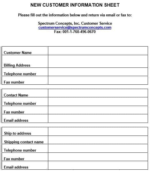 Client Information Form Template Free Download Printable Templates