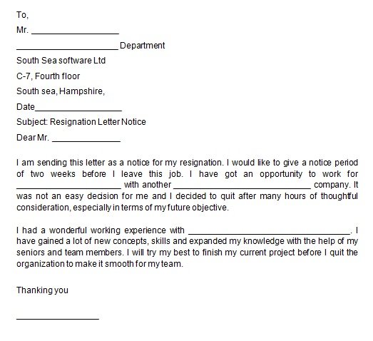 How To Write A Two Weeks Notice Letter 32 Best Resignation Templates 