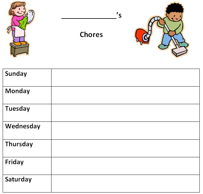 weekly chore chart printable