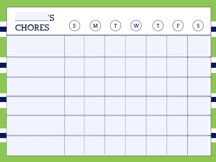 daily chore chart template