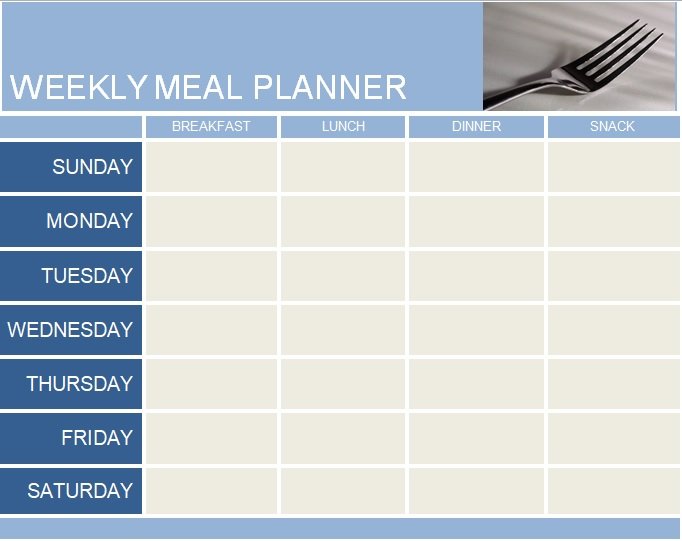 Meal Plan Template Word